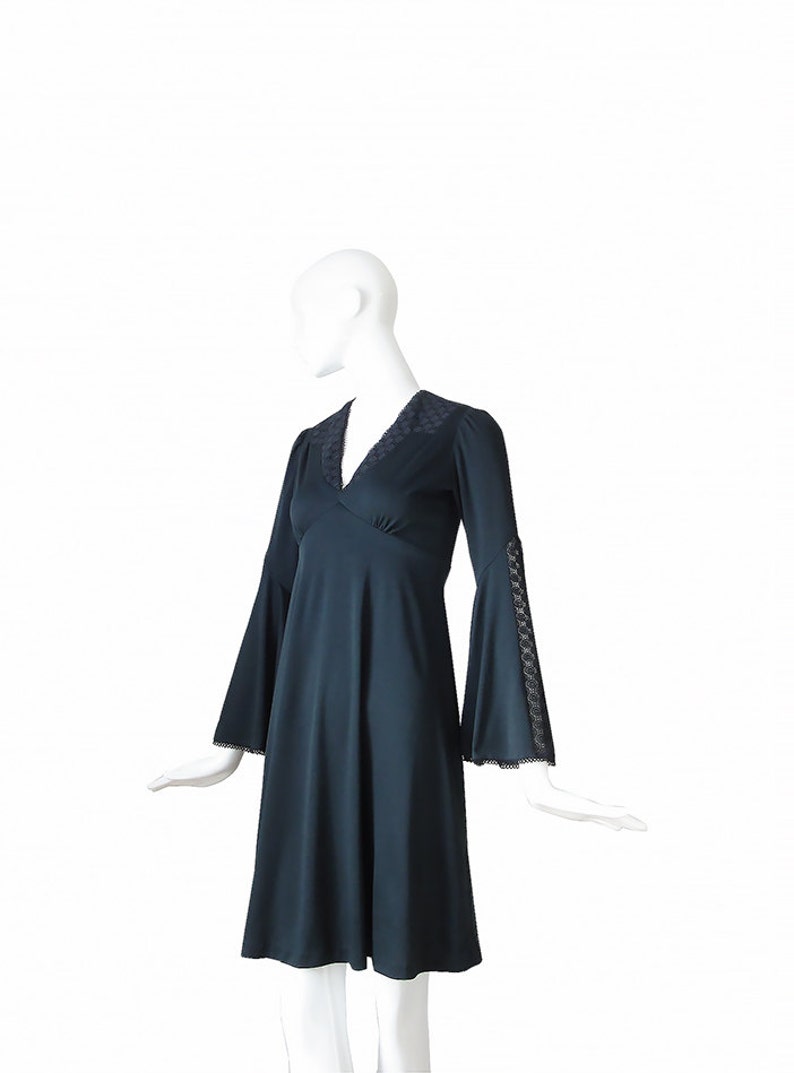 bell sleeve 70s dress