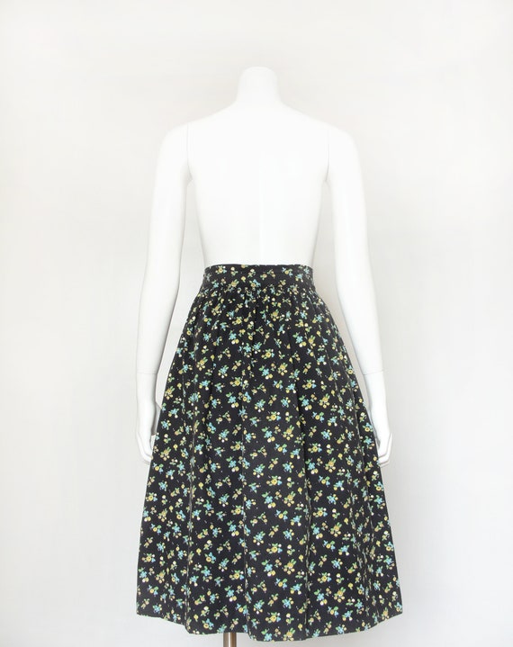 1940s Skirt | Vintage 40s Skirt | Black Floral | … - image 5