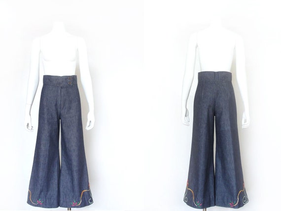 1970s Jeans | 70s Wide Leg Bell Bottom Pants | 28… - image 1