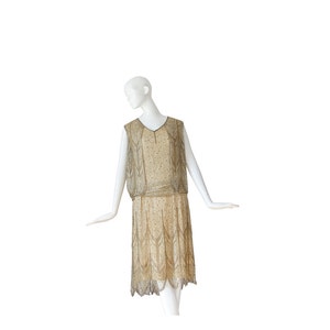 1920s Wedding Dress • 20s Flapper Dress • Lace Deco • Antique Evening Dress
