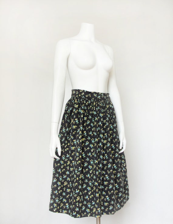 1940s Skirt | Vintage 40s Skirt | Black Floral | … - image 3