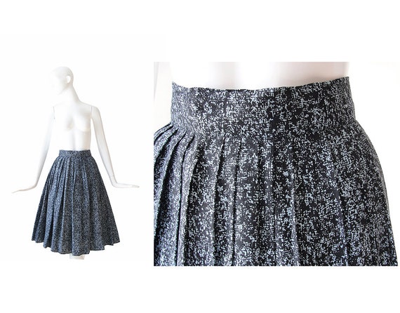 1950s Skirt • 50s Full Skirt • Black and Blue • XS