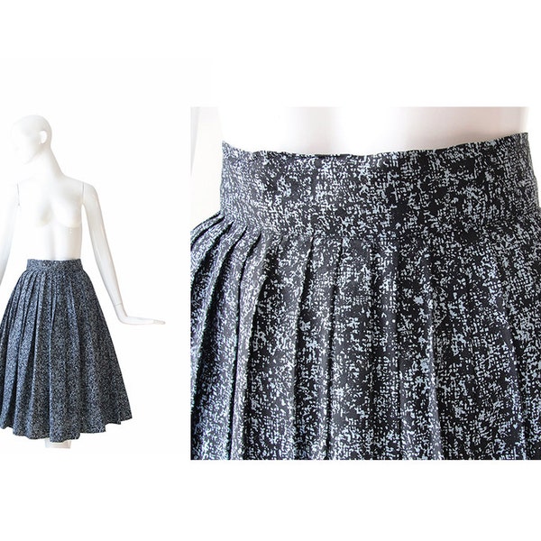 1950s Skirt • 50s Full Skirt • Black and Blue • XS Small S