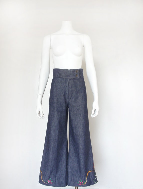 1970s Jeans | 70s Wide Leg Bell Bottom Pants | 28… - image 2