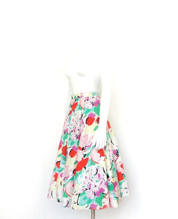 1980s Floral Skirt | 80s Full Skirt | Abstract Pr… - image 3