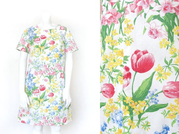 80s Floral Dress | Vintage 1980s Botanical Day Dre