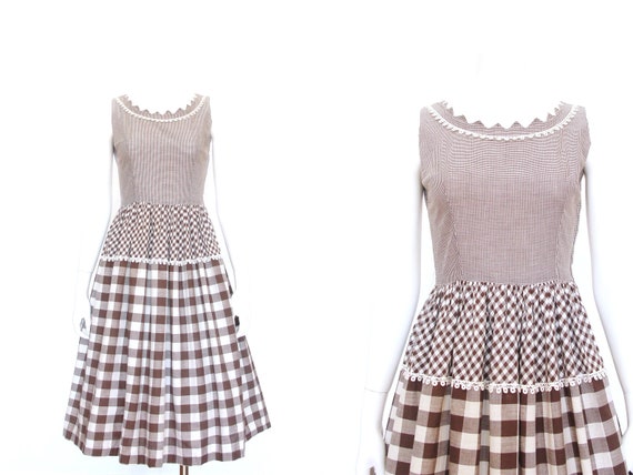 1950s Gingham Picnic Dress | Vintage 1950s Plaid D
