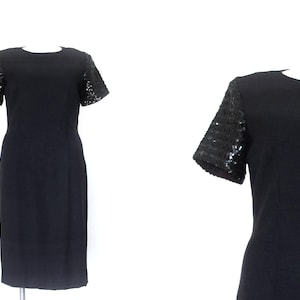 1960s Dress | Vintage 60s Dress | Black Sequined Cocktail Dress | XL XXL