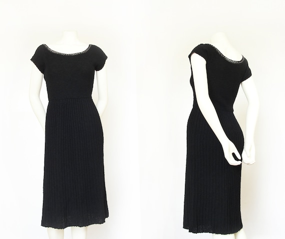 1940s Sweater Dress | 1940s Little Black Dress | S