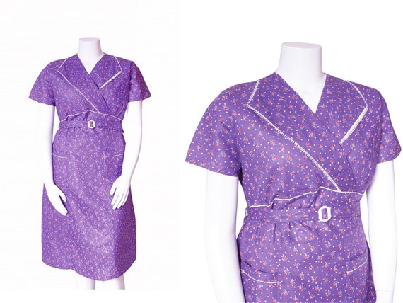 1930s Dress Plus Size • 30s Purple Floral Dress •