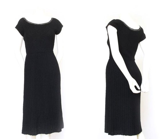 1940s Sweater Dress | 1940s Little Black Dress | … - image 1