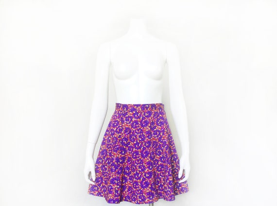 1970s Skirt | Vintage 70s Skirt | Floral Purple Sk