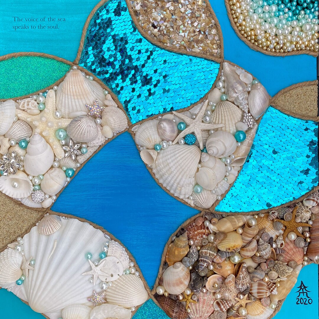 Ocean Abstract Art Ocean Assemblage Art Seashell Wall Art Jewelry Art