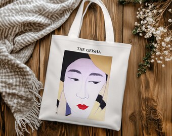 Natural Cotton Tote Bag, Eco-Friendly Grocery Bag, Canvas Bag, Gift for Art Lovers, Reusable Shopping Tote