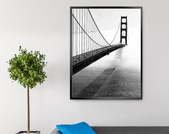 Arte de pared con puente escénico imprimible / Póster de paisaje con descarga digital / Impresión rústica de puente de río para decoración de hogar y oficina