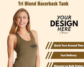 Custom Text Tank Top For Women, Custom Logo Tank Top, Custom Design Tank Top, Your Photo Here Tank Tops, Personalized Racerback Tank Top