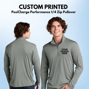 Custom Quarter Zip, Custom Printed Text Logo Sweatshirt, Monogram Zip Sweatshirt, Custom Business Logo 1/4 Zip Up Pullover, Branding Shirts