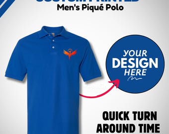 Custom Polo T-Shirts, Personalized & Printed Monogrammed Logo Polos, Customize Unisex Polo Tee, Add your Own Text, Gift For Boyfriend