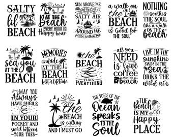 Strandpaket SVG | Sommarstrand SVG-klippfiler för Cricut och Silhouette | Palmträd, Hav, Flip-flops, Citat | Sublimering och T-shirtdesign