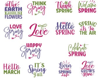 Vår SVG-paket – 14 glada vårdesigner | Blommor, gummistövlar, solskenscitat för Cricut och sublimering | Säsongsbetonade klippfiler