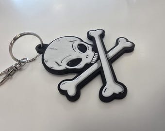 Alien Skull & Crossbones Keychain – Rebellious Sci-Fi Accessory | 3D Printed Alien Keychain