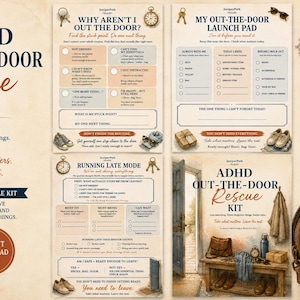 ADHD Out the Door Rescue Kit | ADHD Morning Routine Checklist | Running Late Planner | Launch Pad Printable | Executive Function PDF