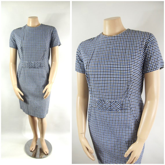 60s Volup Seersucker Sheath Dress /48 Bust / Plus