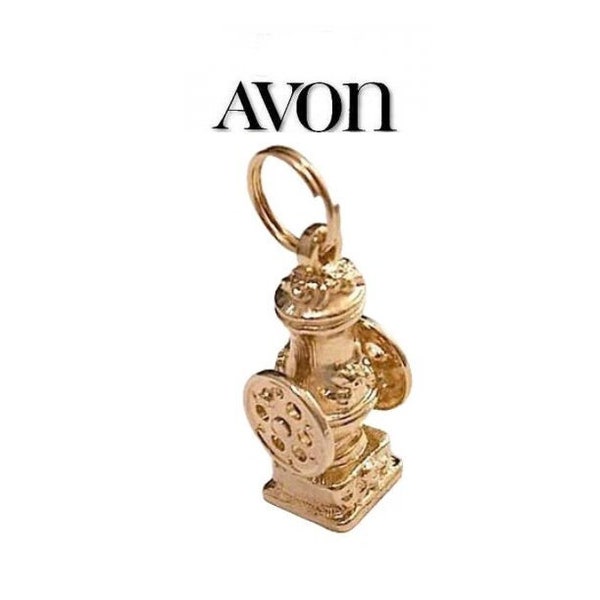 Avon Bracelet Charm 14K Gold Electroplate Vintage 1973 Coffee Mill Open Bale Ring