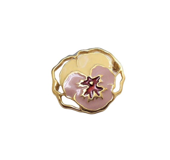 Avon Pansy Flower Pin Brooch Gold Tone Vintage Av… - image 7
