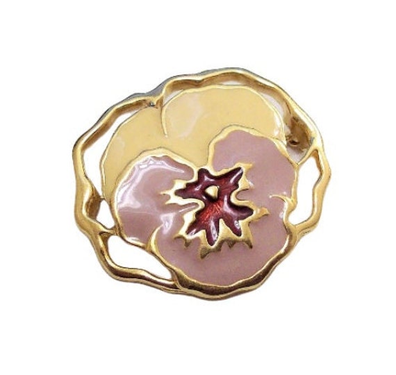 Avon Pansy Flower Pin Brooch Gold Tone Vintage Av… - image 3