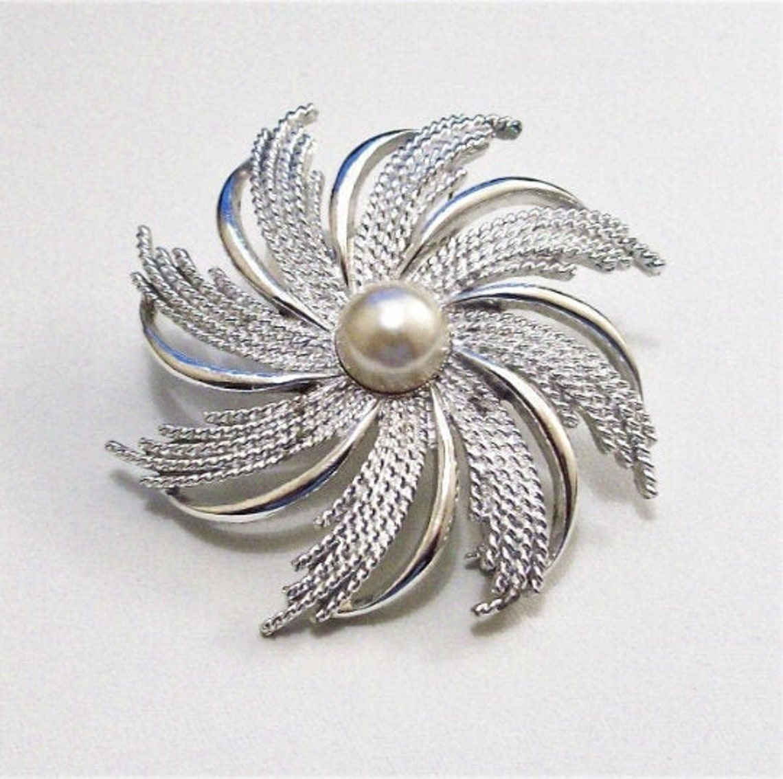 Sarah Coventry Spiral Pearl Pinwheel Pin Brooch Silver Tone | Etsy
