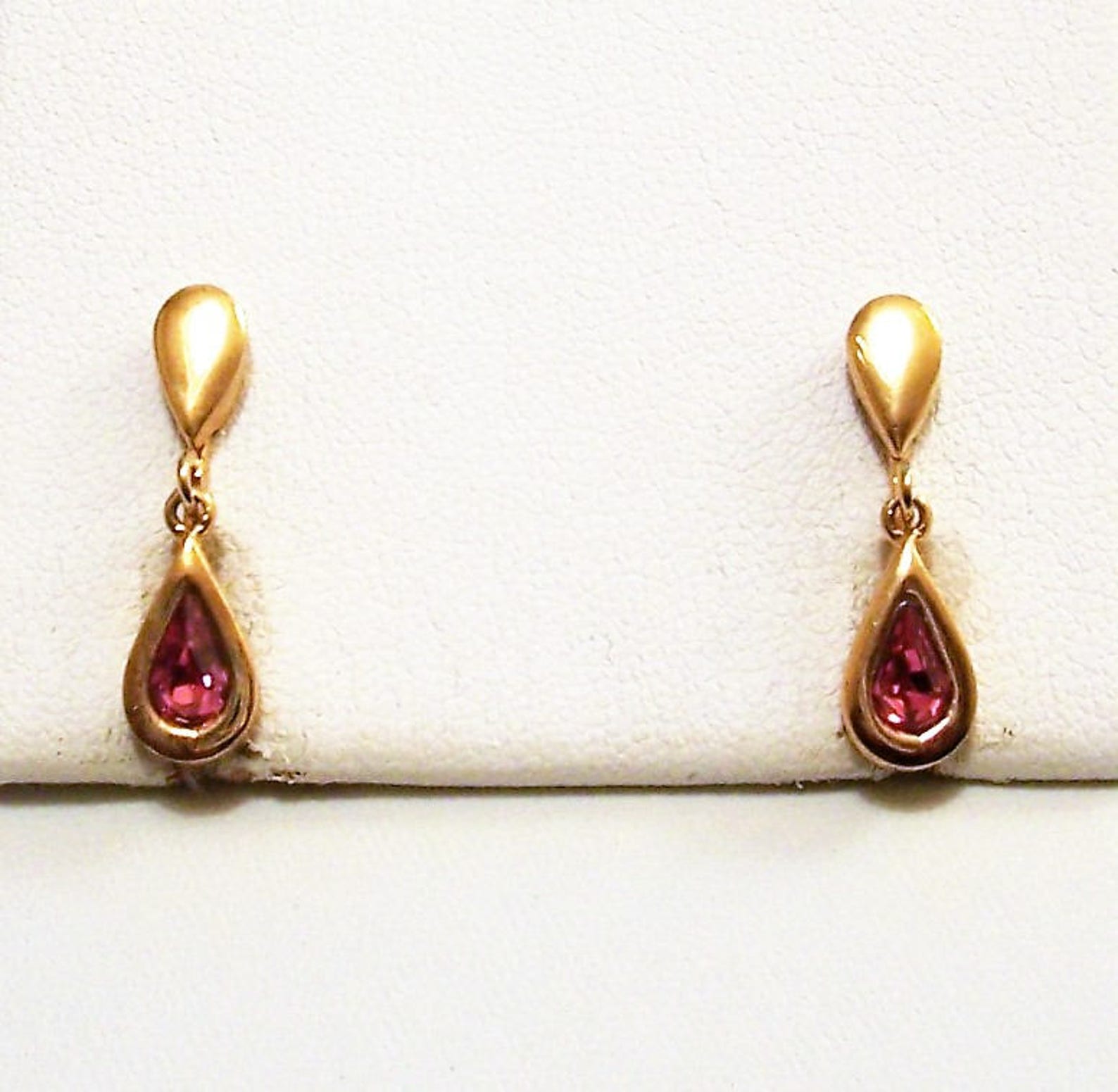 Avon Pink Rose Crystal Teardrop Clip On Earrings Gold Vintage | Etsy