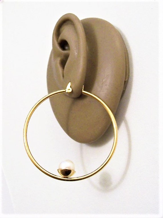 50mm Hoop 2 Door Knocker Pierced Post Stud Earrings Silver Tone