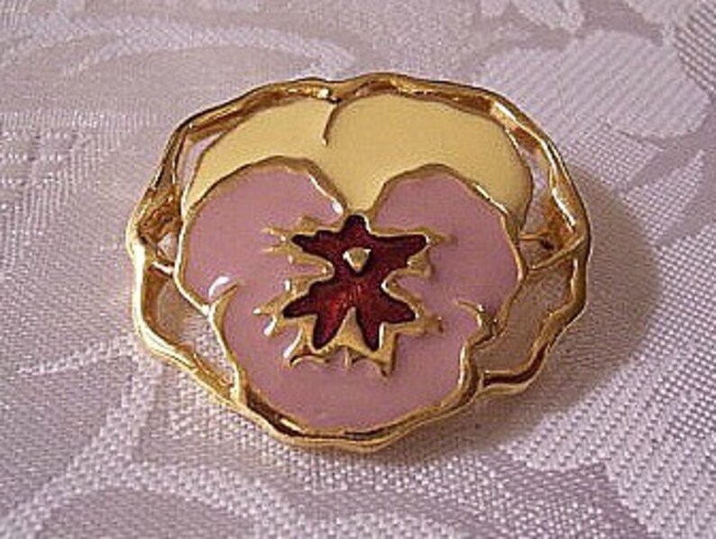 Avon Pansy Flower Pin Brooch Gold Tone Vintage Avon Full Bloom Etsy