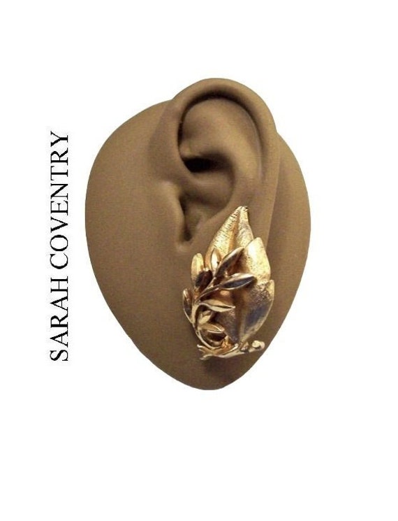 Sarah Coventry Leaf Swirl Clip On Earrings Gold To