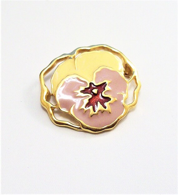 Avon Pansy Flower Pin Brooch Gold Tone Vintage Av… - image 9
