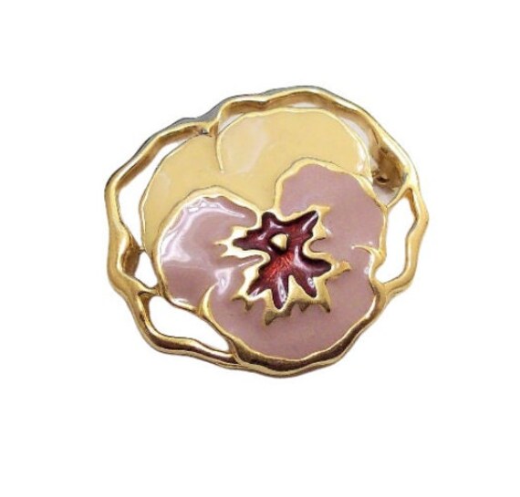 Avon Pansy Flower Pin Brooch Gold Tone Vintage Av… - image 6