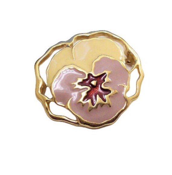 Avon Pansy Flower Pin Brooch Gold Tone Vintage Av… - image 4
