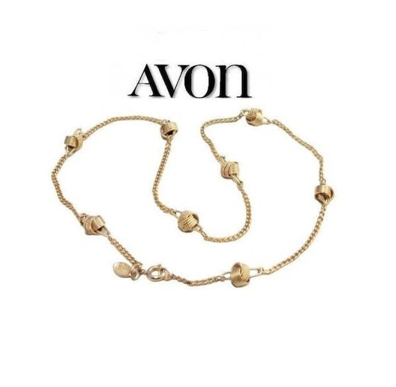 Avon Ball Bead Necklace Gold Tone Vintage 1977 De… - image 1