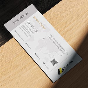 Tarjeta de embarque, tarjeta de invitación para boleto, boleto de viaje, plantilla de invitación empresarial moderna, invitación a un evento especial, invitación de texto Canva