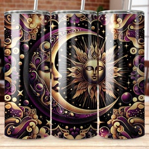 Celestial Sun and Moon Shower Curtain, Space Theme Bathroom Decor, Mystical Stars, Waterproof Fabric Curtain with Hooks