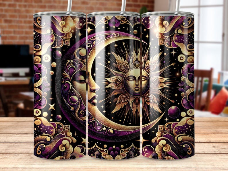 Celestial Sun and Moon Shower Curtain, Space Theme Bathroom Decor, Mystical Stars, Waterproof Fabric Curtain with Hooks