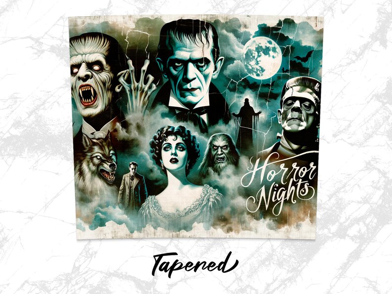 Vintage Horror Movie Poster Print, Classic Monsters, Frankenstein, Werewolf, Wall Art Decor