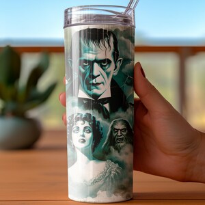 Classic Horror Movie Tumbler, Frankenstein, Dracula, Wolfman Insulated Travel Cup