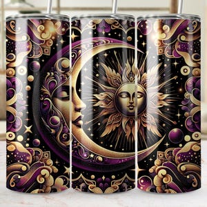 Celestial Shower Curtain, Sun and Moon Faces, Starry Night Bathroom Decor, Mystical Space-Themed Bath Accessory