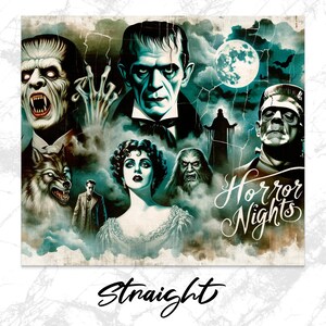 Vintage Horror Movie Poster Print, Classic Monsters, Halloween Decor, Full Moon Artwork, Collectible Wall Art