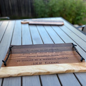Charcuterie Serving Board Handcrafted Tolkien Quote