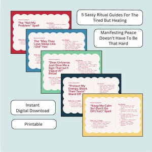 Feitiços de bolso atrevidos para os emocionalmente exaustos | Cartas engraçadas de rituais de autocuidado | Digital | Download instantâneo | Autocuidado | Definição de limites