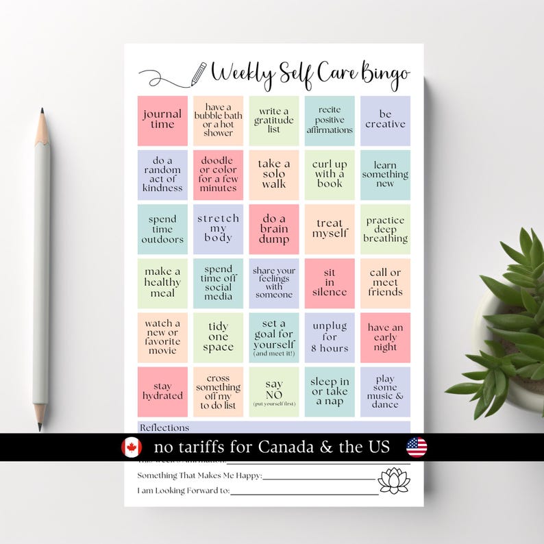 Weekly Self-Care Planner BINGO Notepad: A5 Wellness Checklist, 50 Tear Off Pages image 2