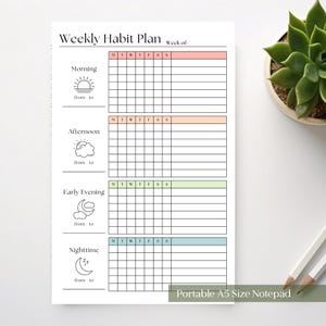 Weekly Habit Tracker Notepad: A5 Productivity Planner, 50 Tear-Off Pages